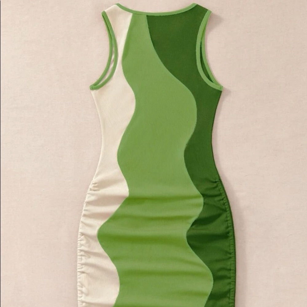 Drawstring Side Color Block Bodycon Tank dress - Picture 2 of 3